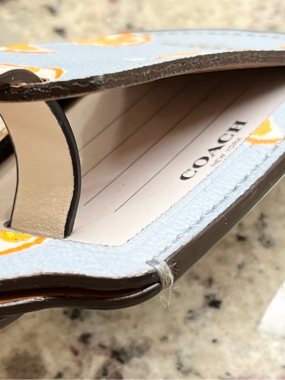 Coach Orange Slice Leather Luggage Tag EUC - Picture 5 of 6